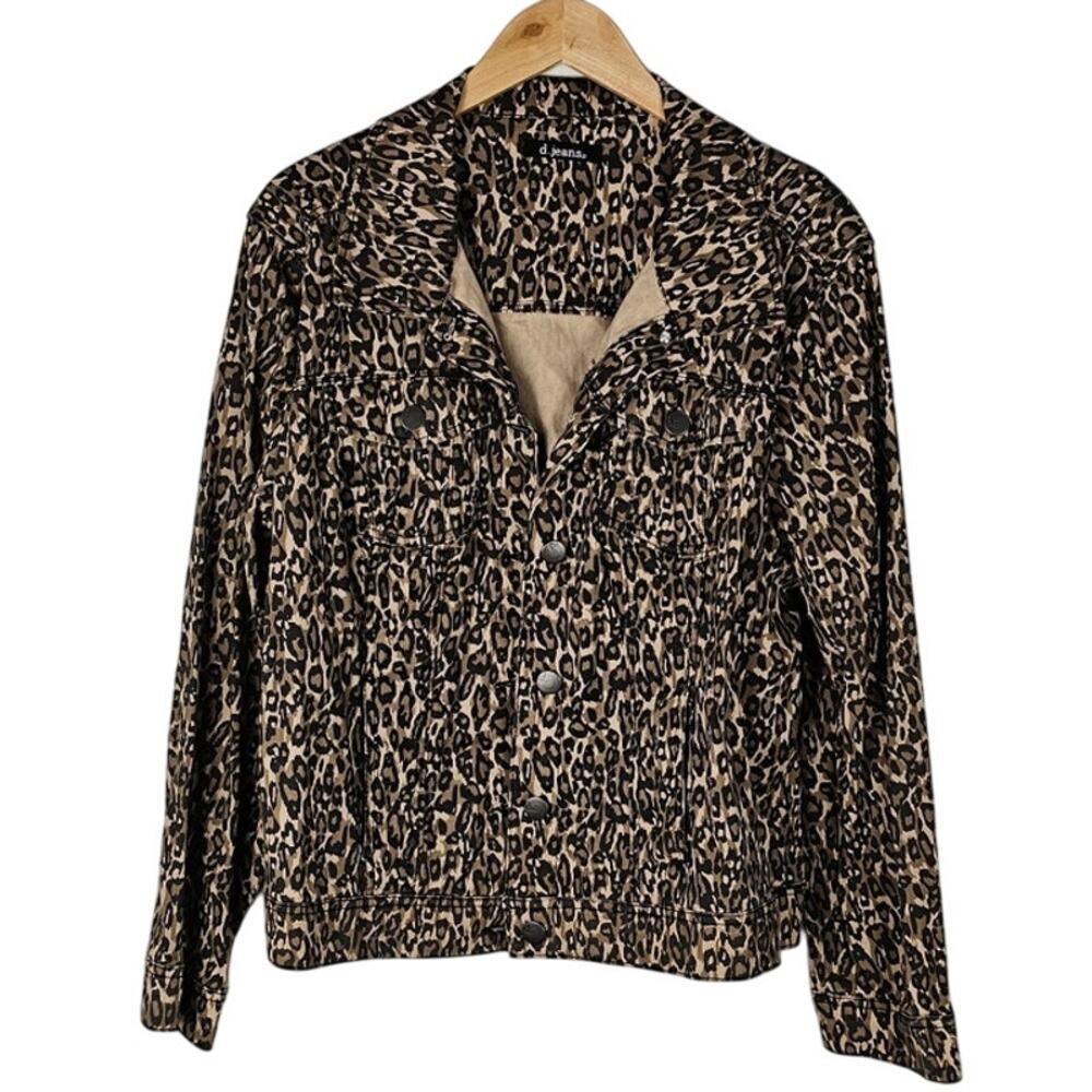d. Jeans leopard jean jacket women's size 1X button front
